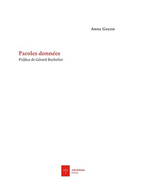 cover image of Paroles données